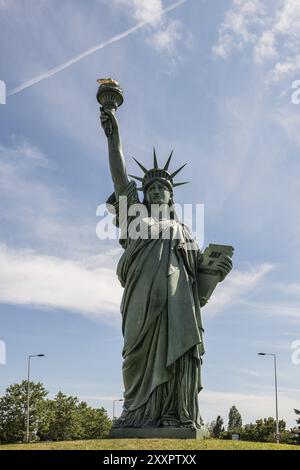 Replica della Statua della libertà di Frederic Auguste Bartholdi, Colmar, Alsazia, Bas-Rhin, Francia, Europa Foto Stock