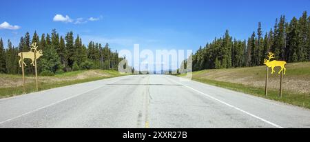 Segnale di avvertimento in corrispondenza di Grande Cache Alberta Canada Foto Stock