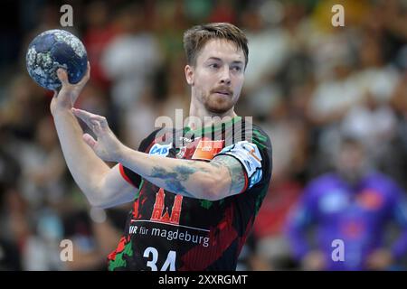 Michael Damgaard (SC Magdeburg #34), GER, MT Melsungen - SC Magdeburg, Handball, Testspiel, Probonio Handball Sommermaerchen, 25.08.2024, foto: Eibner-Pressefoto - Roland Sippel Foto Stock