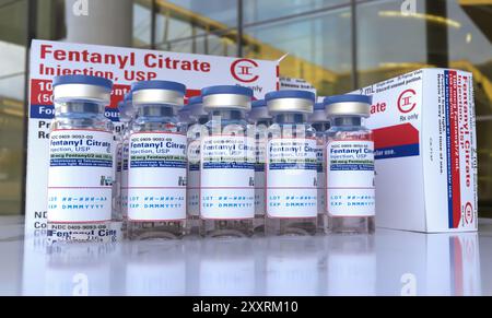 fentanil per il rendering 3d del concetto di farmaco o medicina Foto Stock