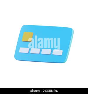Rendering 3D di una carta di credito isolata su uno sfondo bianco. Illustrazione vettoriale di alta qualità, ideale per applicazioni finanziarie, bancarie ed e-commerce Illustrazione Vettoriale
