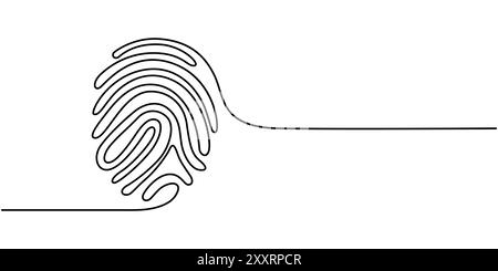 Illustrazione vettoriale dell'impronta digitale nera, icona dell'impronta digitale - traccia modificabile, impronte digitali Illustrazione Vettoriale