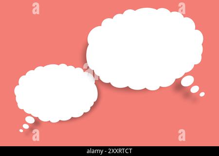 Carta bianca vuota con fumetti a bolla su sfondo chiaro di colore rosa per un design nel tuo concetto di lavoro. Foto Stock