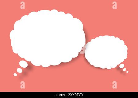 Carta bianca vuota con fumetti a bolla su sfondo chiaro di colore rosa per un design nel tuo concetto di lavoro. Foto Stock