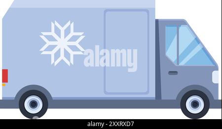 Carrello refrigerato che trasporta prodotti congelati, garantendo una consegna sicura ed efficiente di merci termosensibili Illustrazione Vettoriale