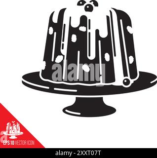 Icona natalizia del glifo vettoriale per il Fruit Cake Day del 27 dicembre. Illustrazione Vettoriale