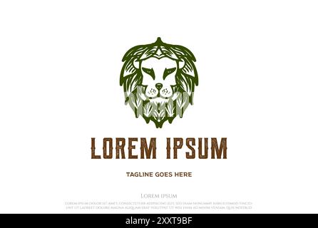 Lion King Hop Hops Brewing Brewery Design Vector Illustrazione Vettoriale