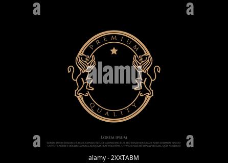 Modello con logo Golden Blank Lion Crest Design Vector Illustrazione Vettoriale