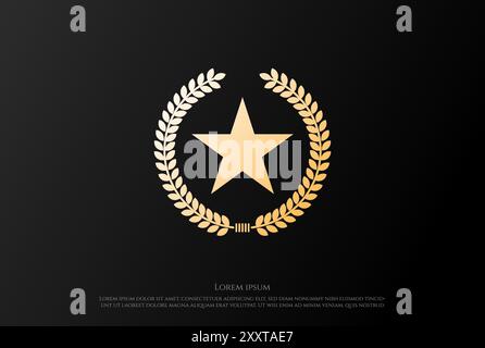 Distintivo Star Laurel Leaf per Military Army Emblem Logo Design Vector Illustrazione Vettoriale