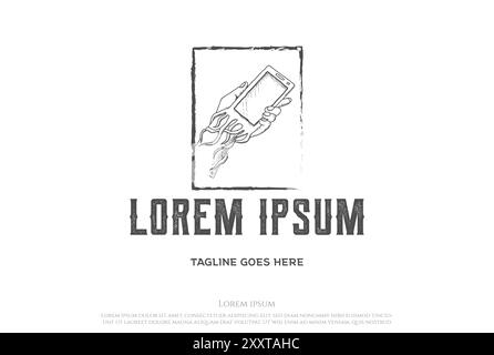 Design vintage retro Rustic con logo Root per telefono Illustrazione Vettoriale