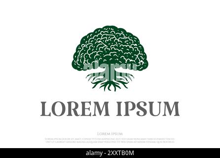 Design semplice e minimalista con logo in quercia d'acero Banyan Tree Forest Garden Illustrazione Vettoriale