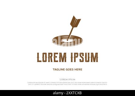 Vintage Disc Target Music Arrow Logo Design Vector Illustrazione Vettoriale