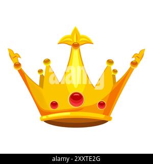 Cartoni animati Crown gioielli reali d'oro di re regina, principessa Illustrazione Vettoriale