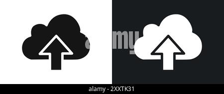 icona di caricamento cloud, segno grafico vettoriale lineare o set di simboli per l'interfaccia utente dell'app web Illustrazione Vettoriale
