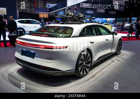 Lucid Air Sapphire Grand Touring berlina elettrica di lusso al Salone Internazionale dell'automobile di Ginevra. Svizzera - 26 febbraio 2024. Foto Stock