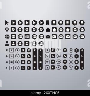 Icone dei biglietti da visita per progettare la raccolta di modelli. Modificabile, EPS 10, illustrazione vettoriale. Illustrazione Vettoriale