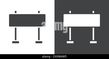 Icona barriera piatta impostata in bianco e nero con vettoriale di contorno Illustrazione Vettoriale