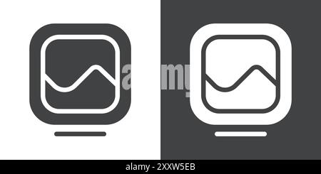 Problemi relativi al display o al display lcd icona Flat Set in bianco e nero vettore di contorno Illustrazione Vettoriale