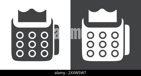 Icona terminale pos Flat Set in bianco e nero contorno vettoriale Illustrazione Vettoriale