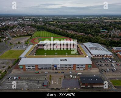 Vista aerea del Leigh Sports Village a Greater Manchester, Regno Unito Foto Stock