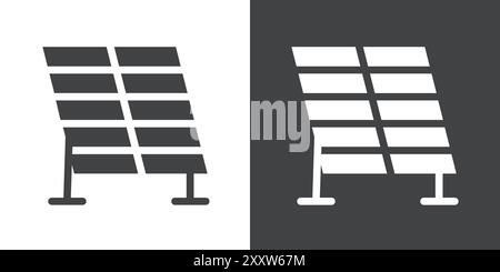 Icona del collettore solare Set piatto in bianco e nero contorno vettoriale Illustrazione Vettoriale