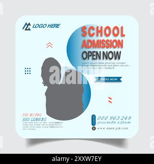 Creative Stylus Kids School Social Media Post Templates Illustrazione Vettoriale
