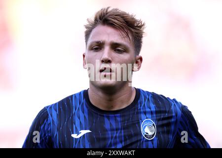 Torino, Italia. 25 agosto 2024. Mateo Retegui dell'Atalanta BC guarda durante il riscaldamento prima della partita di serie A tra Torino FC e Atalanta BC. Crediti: Marco Canoniero/Alamy Live News Foto Stock