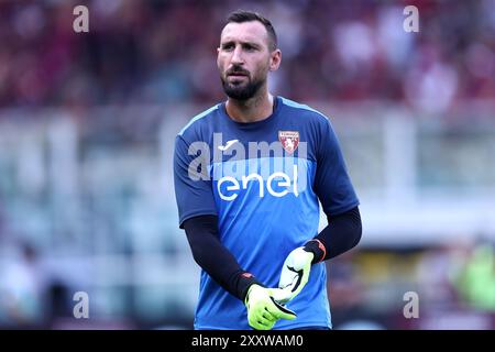 Torino, Italia. 25 agosto 2024. t17 di t17#2 guarda durante la partita di serie A tra Torino FC e Atalanta BC. Crediti: Marco Canoniero/Alamy Live News Foto Stock