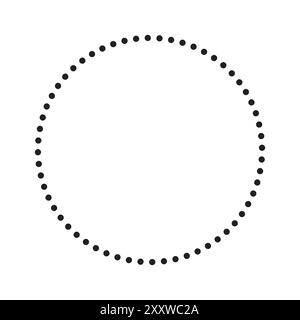 Icona cerchio tratteggiato. Bordo del punto circolare. Cornice geometrica semplice. Forma vettoriale minima. Illustrazione Vettoriale