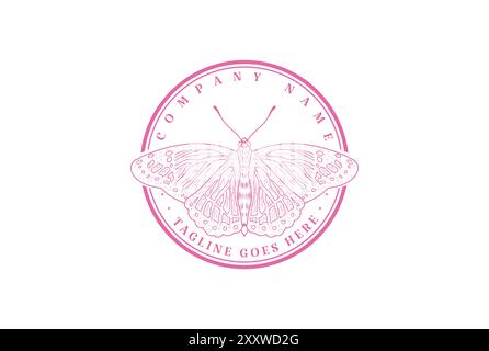 Semplice e minimalista Insect Butterfly for Beauty Fashion Logo Design Vector Illustrazione Vettoriale