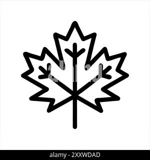 Icona vettoriale minimalista di una foglia d'acero, ideale per rappresentare la natura, l'autunno e i temi canadesi. Illustrazione Vettoriale