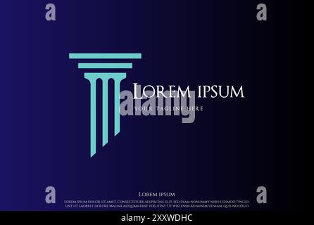 Semplice colonna minimalista colonna avvocato Studio legale Logo Design Vector Illustrazione Vettoriale