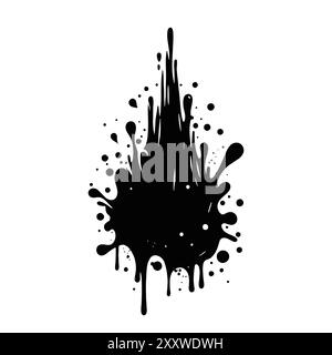 Spruzzi di vernice grunge nera astratta. Spruzzi di grunge nero. Spruzzi di vernice liquida o spruzzi di inchiostro. Illustrazione vettoriale. Grunge blot astratto. Illustrazione Vettoriale