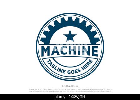 Semplice e minimalista macchinario motore Gear Cog Drive Badge etichetta adesivo sigillo Logo Design Vector Illustrazione Vettoriale