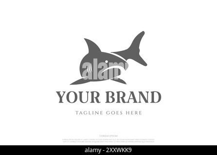 Semplice vettore di design con logo Blue Shark Fish Illustrazione Vettoriale