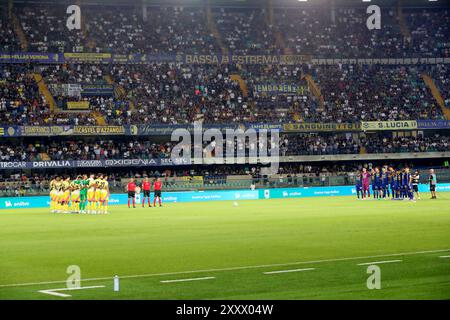 Verona, Italia. 26 agosto 2024. Silenzio in azione durante la partita di calcio di serie A tra Hellas Verona e Juventus allo Stadio Marcantonio Bentegodi, Nord Est Italia - lunedì 26 agosto 2024. Sport - calcio (foto di Paola Garbuio /Lapresse) credito: LaPresse/Alamy Live News Foto Stock