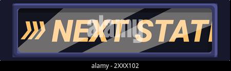 Display digitale che mostra la fermata successiva su un autobus, un treno o una metropolitana, fornendo informazioni importanti per i passeggeri Illustrazione Vettoriale