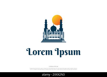 Semplice minimalista moschea islamica Logo Design Vector Illustrazione Vettoriale