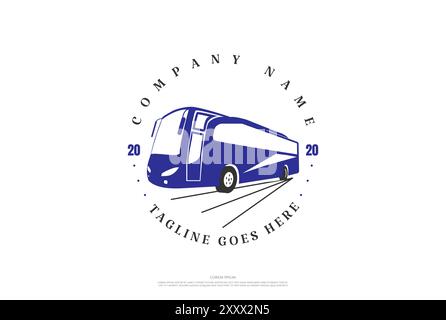 Auto d'epoca retro per il trasporto in autobus, Logo Design Vector Illustrazione Vettoriale