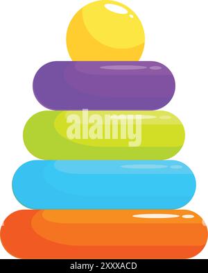 Giocattolo classico per bambini piccoli, aiutandoli a sviluppare le loro capacità motorie e la coordinazione oculare della mano Illustrazione Vettoriale