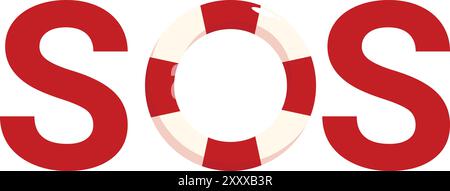 Semplice illustrazione del segnale di soccorso internazionale in codice morse sos Illustrazione Vettoriale