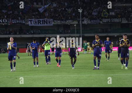 Verona, Italia. 26 agosto 2024. Finale (Hellas Verona) durante la partita di serie A italiana tra Hellas Verona 0-3 Juventus allo Stadio Marcantonio Bentegodi, 2024 a Verona, Italia. Crediti: Maurizio Borsari/AFLO/Alamy Live News crediti: Aflo Co.. Ltd./Alamy Live News Foto Stock