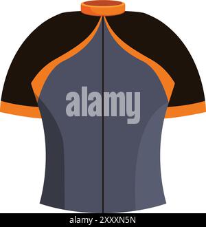 Maglia ciclistica nera e arancione a maniche corte, che mostra un design sportivo professionale Illustrazione Vettoriale