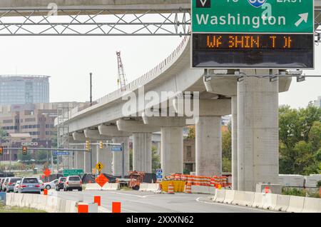 Costruzione dell'estensione della stazione della metropolitana Tyson's Corner sulla Silver Line Foto Stock