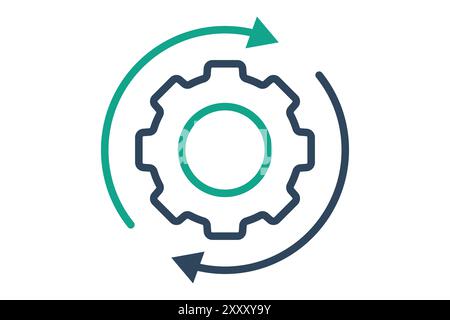 Icona di funzionamento. stile icona linea. marcia con freccia. icona relativa all'efficienza. illustrazione vettoriale degli elementi di produttività Illustrazione Vettoriale