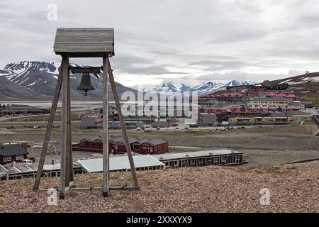 Campanile a Longyearbyen nelle isole Svalbard, Norvegia, Europa Foto Stock