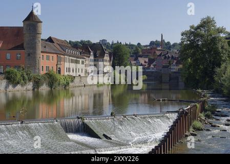 Scala di pesce a Kocherquartier, Henkersbruecke, Gelbinger Gasse, casa per metà in legno, casa per metà in legno, valle di Kocher, Kocher, Schwaebisch Hall, ho Foto Stock