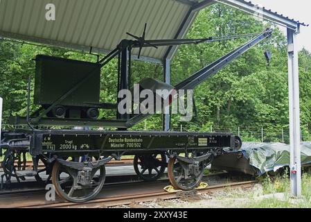 Europa, Germania, Aumuehle, Holstein, Ducato di Lauenburg, regione metropolitana di Amburgo, ferrovie museali, ferrovia museale, capannone motori Aumuehle, all'aperto Foto Stock