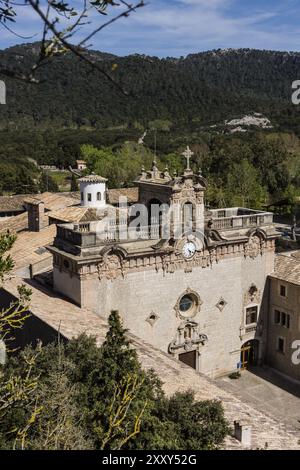 Santuario de Lluc, siglo XVII, Escorca, Sierra de Tramuntana, Maiorca, isole baleari, spagna Foto Stock