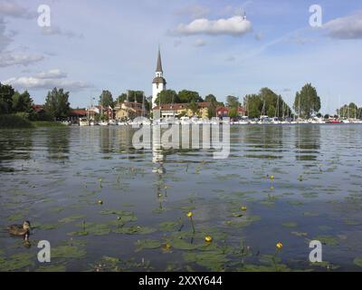 La città di Mariefred sul lago Maelaren in Svezia Foto Stock